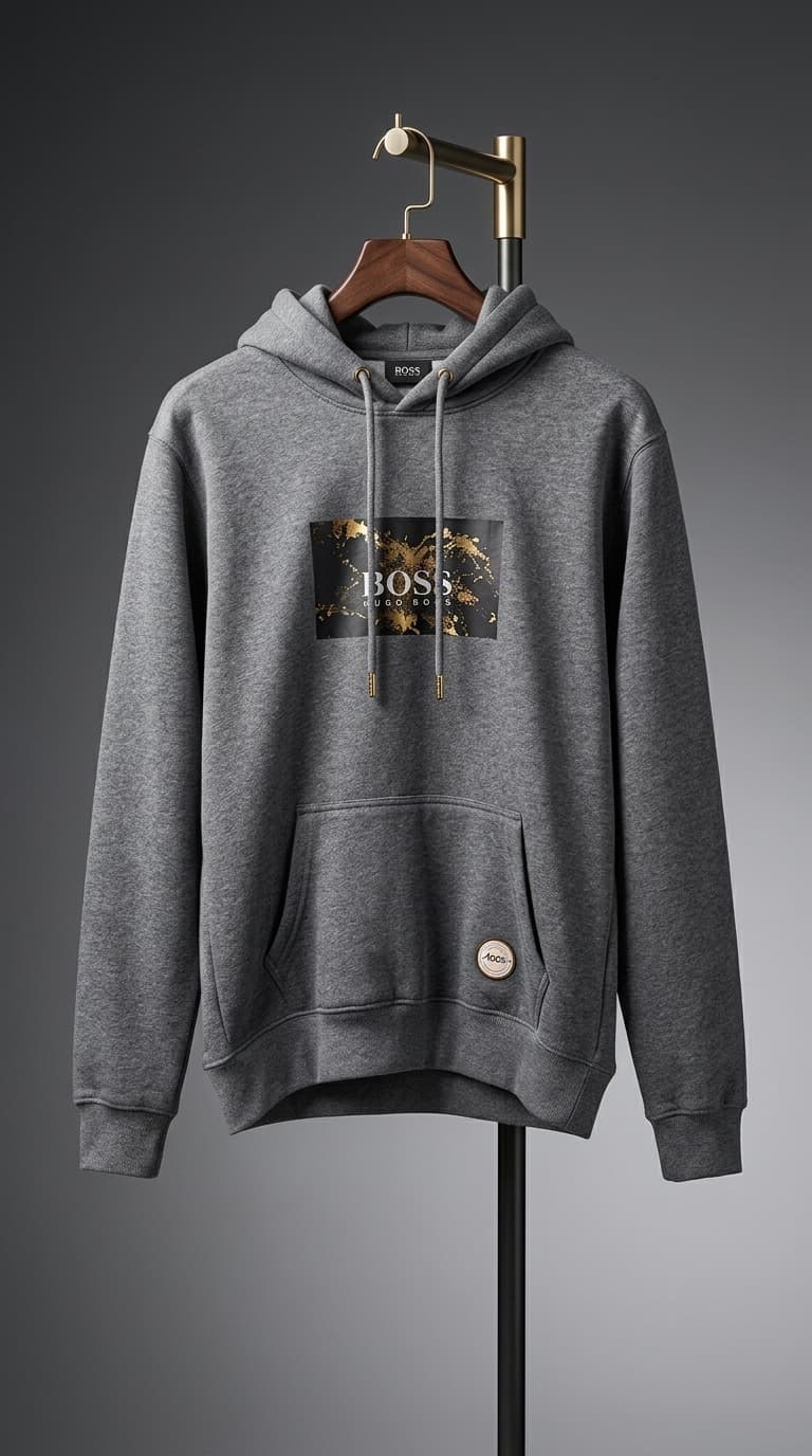 BOSS Gray Graphic Hoodie