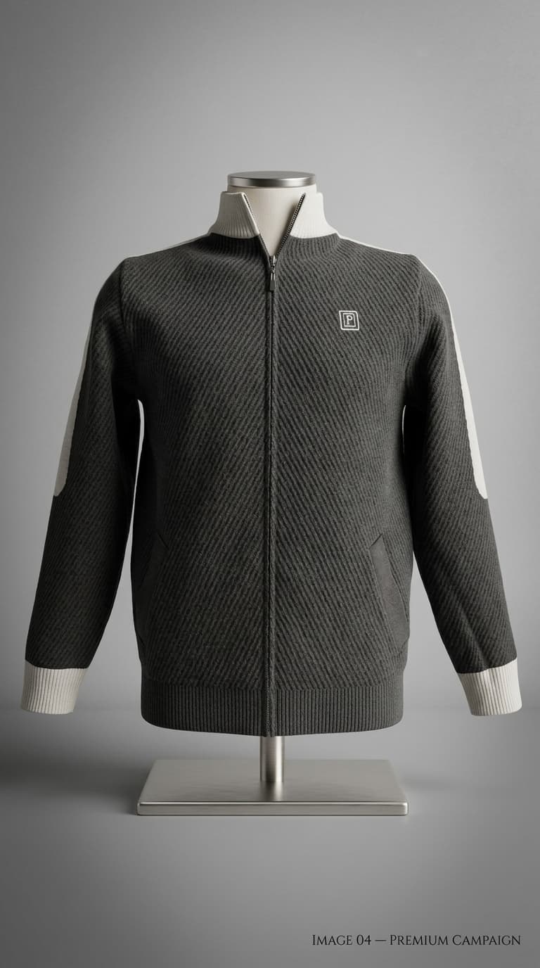 Textured Knit Zip-Up Track Jacket