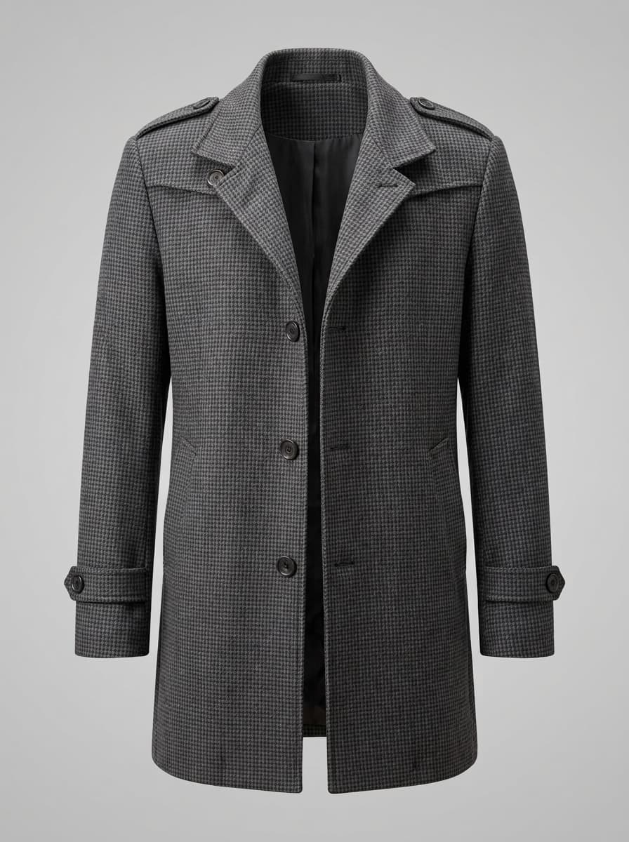 Patterned Gray Trench Coat