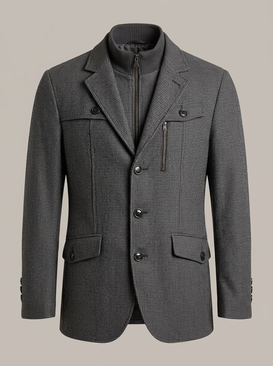 Modern Micro-Check Utility Blazer